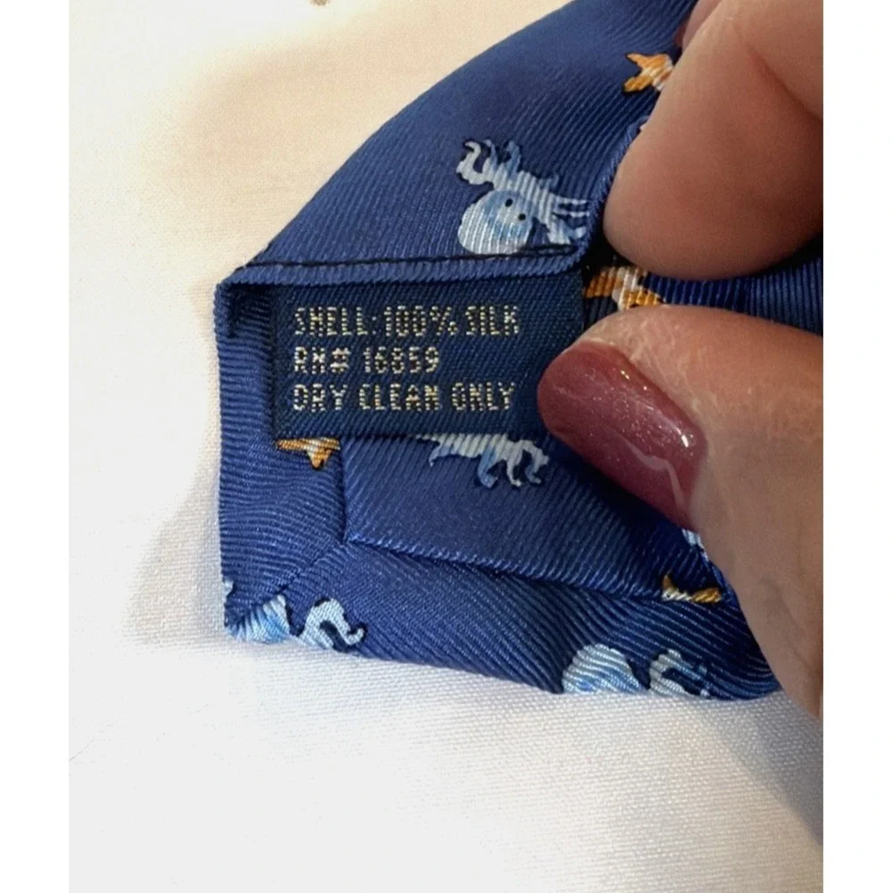 J McLaughlin Octopus Tie Nautical Novelty Silk Blue Starfish‎ NWT